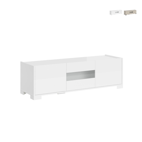 Meuble TV 3 portes 130x40x40 moderne pour salon Riflesso Promotion