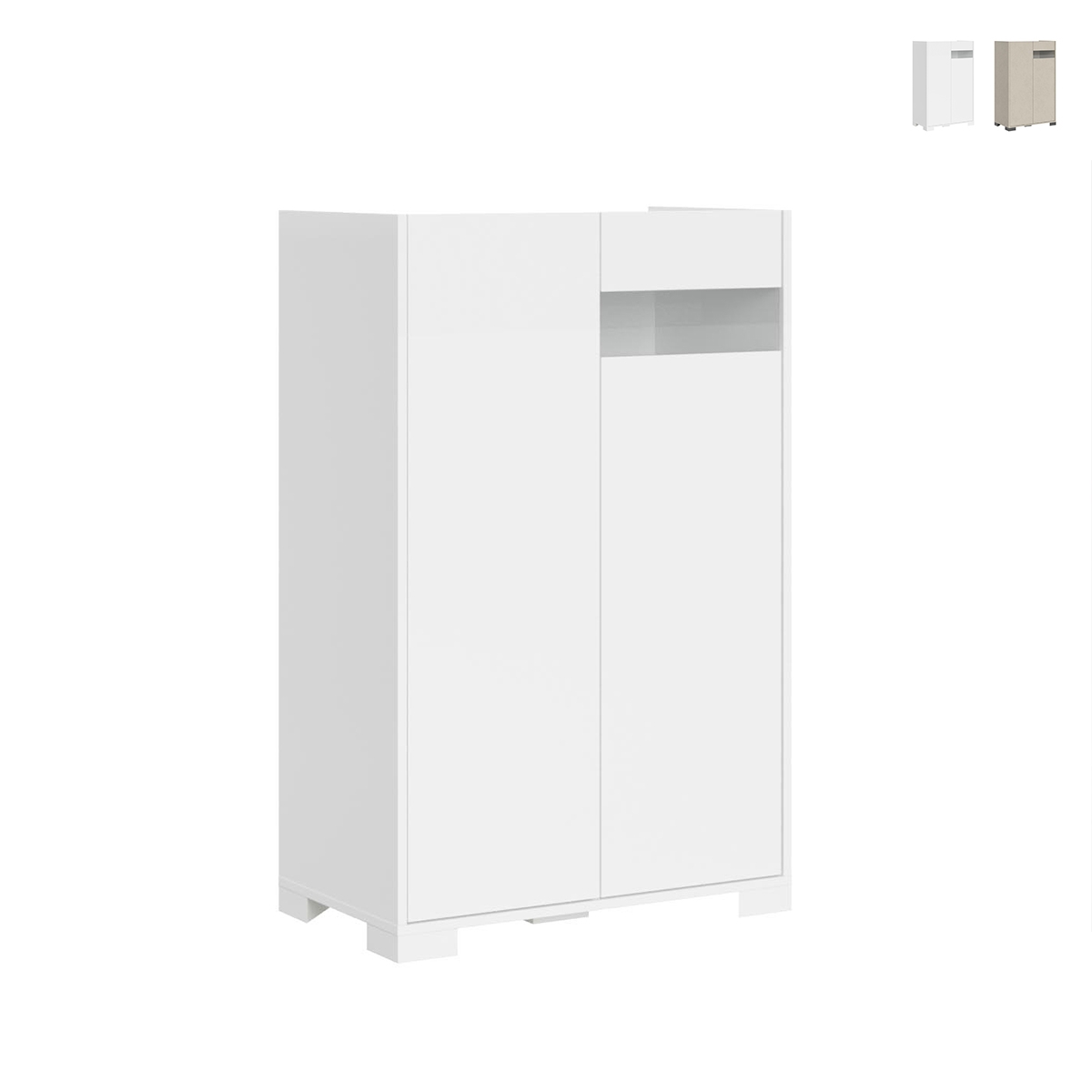 Buffet haut 2 portes rangement moderne gain de place 70x35x110 Riflesso