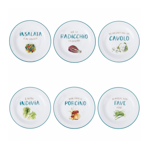 Ensemble de 6 assiettes à dessert en porcelaine design assorti Le Travisate Promotion