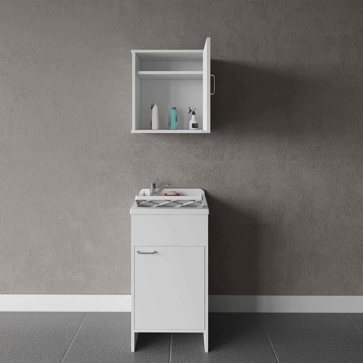 Ensemble de meubles de buanderie avec porte et placard suspendu Negrari COMP 1 Promotion