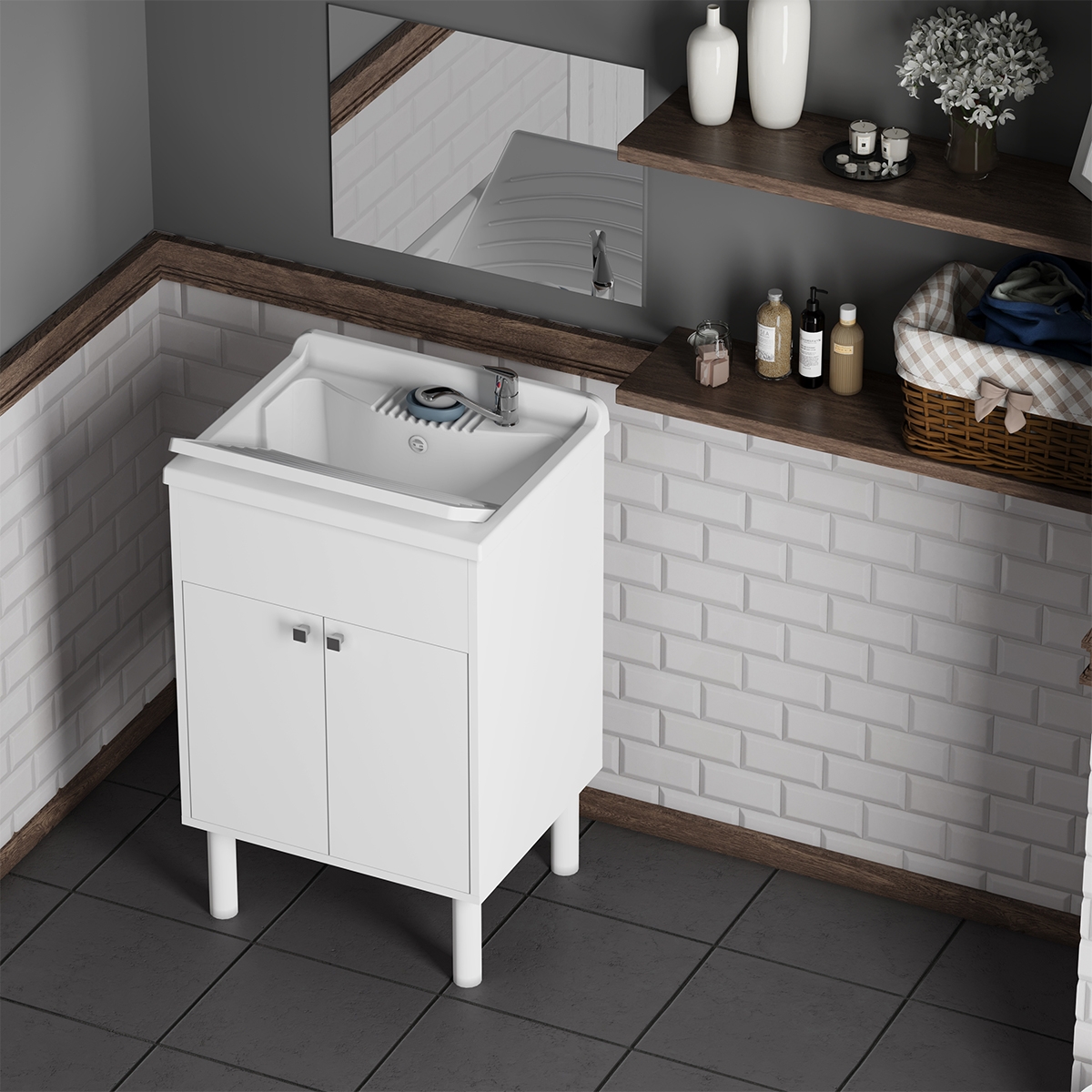 Ensemble meuble lavabo avec miroir filolucido 60x45cm Negrari COMP 4 Promotion Ensemble meuble lavabo avec miroir filolucido 60x45cm Negrari COMP 4 Promotion