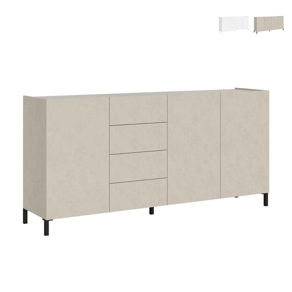 Buffet 3 portes et 4 tiroirs design minimaliste moderne 174x40x84 Solaria