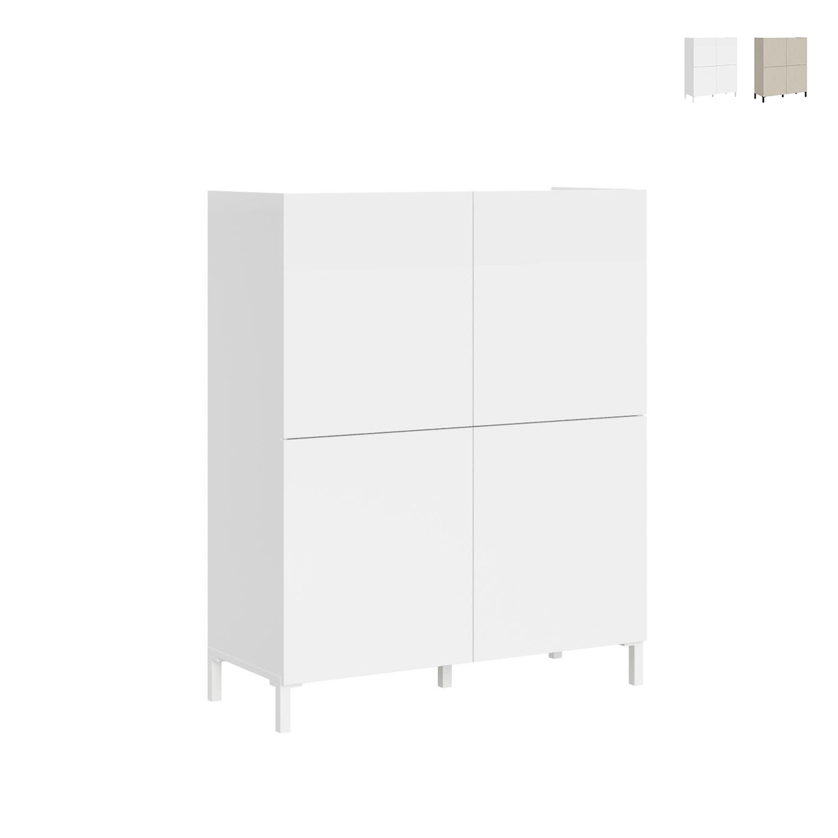 Buffet haut gain de place 4 portes design minimaliste moderne 90x35x110 Solaria