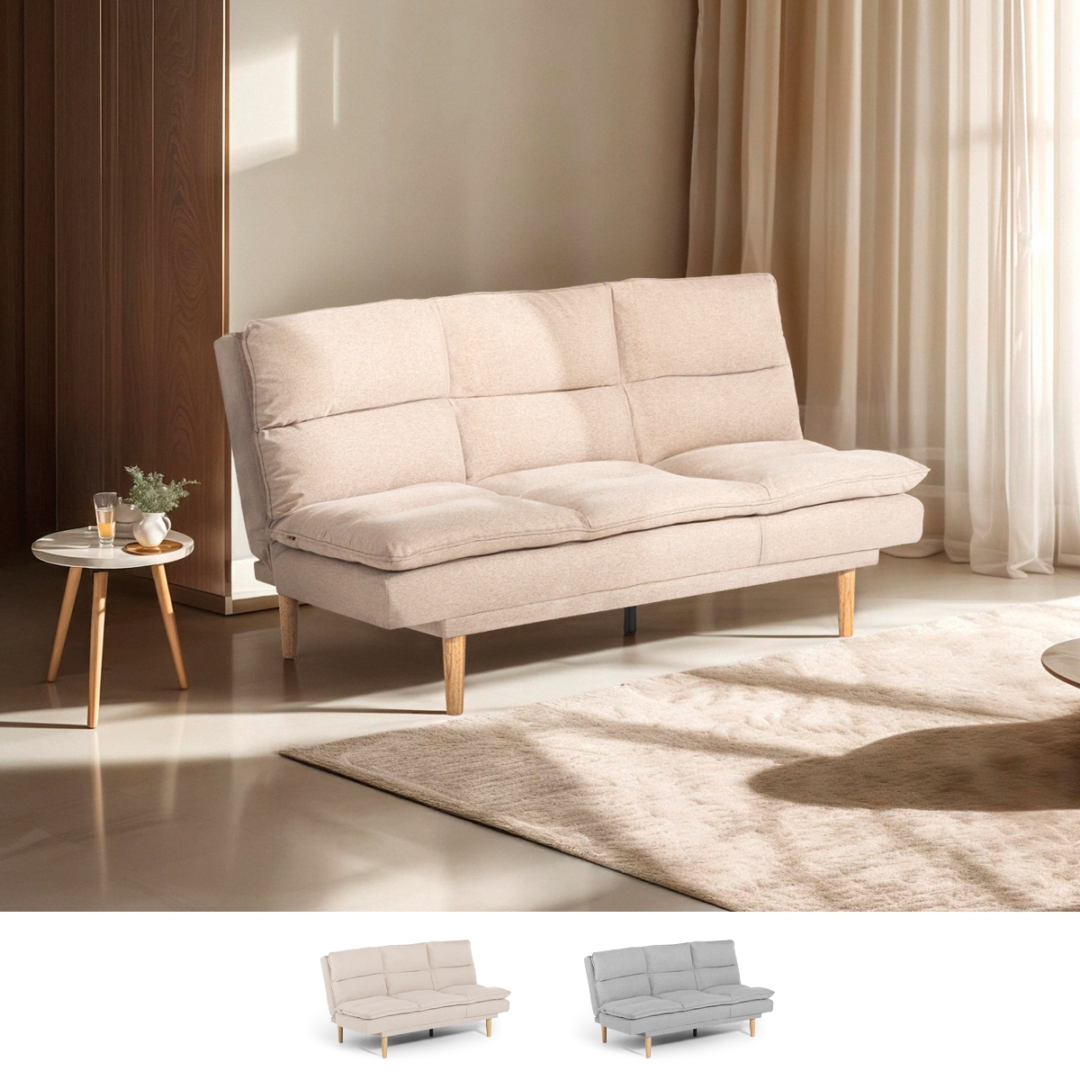 Canapé clic clac 2 places en tissu avec dossier inclinable Livra Promotion Canapé clic clac 2 places en tissu avec dossier inclinable Livra Promotion