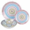Service de table 18 pièces en porcelaine, assiettes décorées style exotique Casablanca Remises