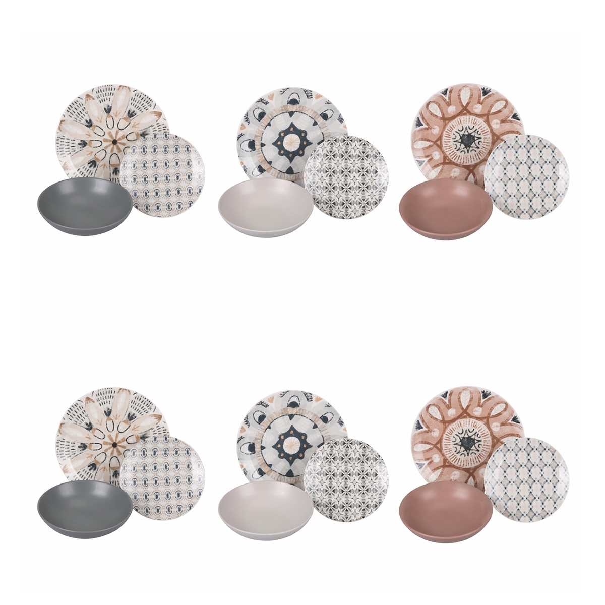 Service de vaisselle 18 pièces en porcelaine style bohème Promotion Service de vaisselle 18 pièces en porcelaine style bohème Promotion