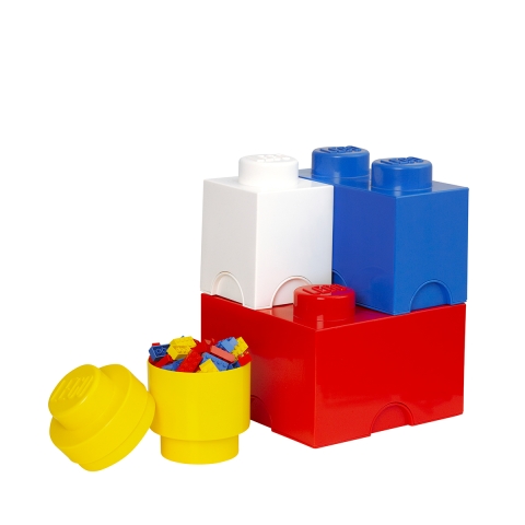 Ensemble de 4 boîtes de rangement blanc bleu rouge jaune LEGO Storage Brick Multi Pack Promotion