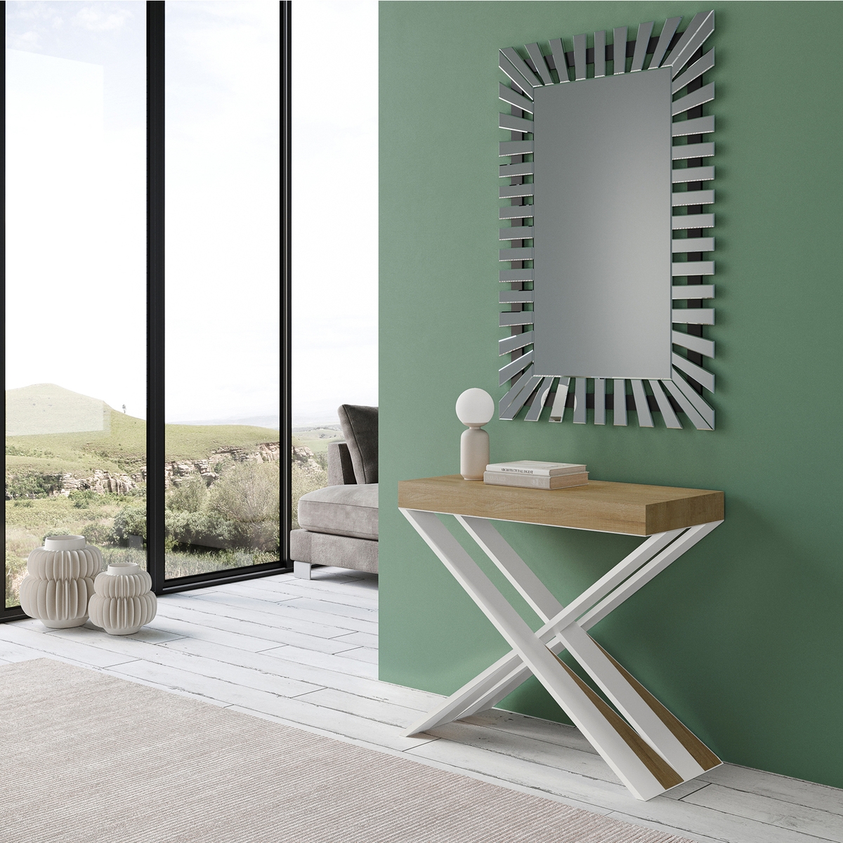 Console extensible design moderne compact 10 personnes 90x40-300 Diago Vente Console extensible design moderne compact 10 personnes 90x40-300 Diago Vente