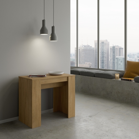 Console extensible bois naturel entrée salon 90x48-308 Basic Promotion