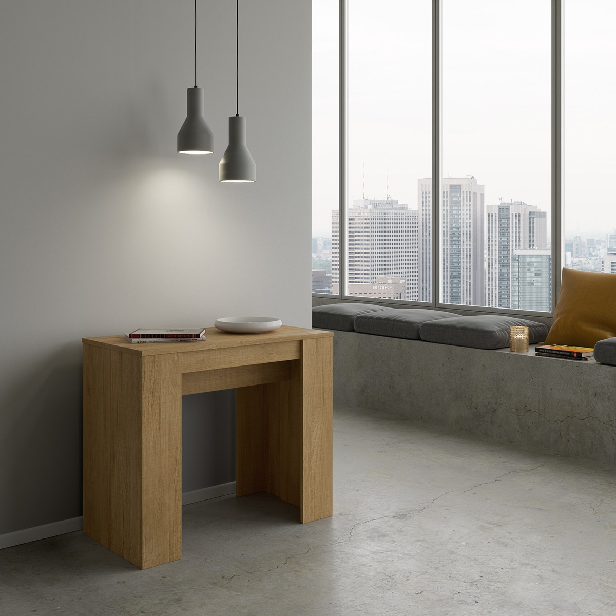 Console extensible bois naturel entrée salon 90x48-308 Basic Promotion Console extensible bois naturel entrée salon 90x48-308 Basic Promotion