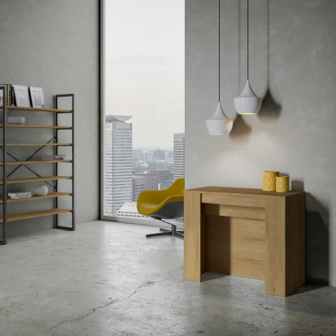 Console extensible en bois naturel design compact 90x48-296 Venus Promotion