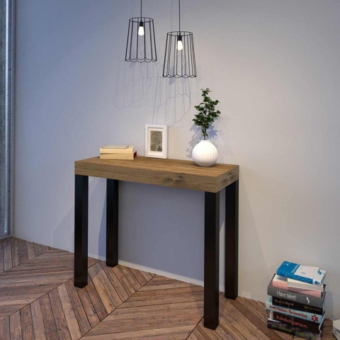 Console extensible en bois style industriel 90x40-196 Everyday Small Promotion