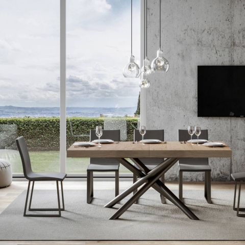 Table extensible design industriel bois anthracite 90x180-440 Famas Promotion