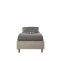 Lit simple 90x190cm rembourré en tissu beige avec sommier Azelia Vente