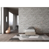 Lit simple 90x190cm rembourré en tissu beige avec sommier Azelia Remises