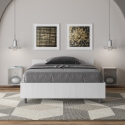Lit une place et demie 120x200 en bois blanc avec sommier Nuamo Promotion