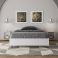 Lit une place et demie 120x200 en bois blanc avec sommier Nuamo Promotion