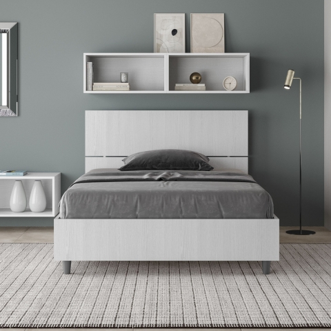 Lit une place et demie 120x200 avec coffre de rangement et tête de lit haute Demas Promotion