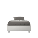 Lit double à coffre 140x190 en simili-cuir blanc Azelia Vente