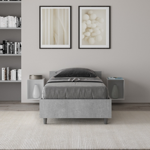 Lit simple 80x190 cm moderne sans sommier gris ciment Nuamo Promotion
