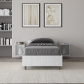 Lit simple avec rangement 80x190 en bois blanc Nuamo Promotion