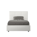 Lit double 140x190 similicuir blanc avec coffre tête de lit Mika Vente