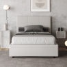 Lit double 140x190 similicuir blanc avec coffre tête de lit Mika Promotion