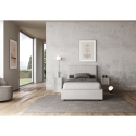 Lit double 140x190 similicuir blanc avec coffre tête de lit Mika Offre