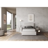 Lit double 140x190 similicuir blanc avec coffre tête de lit Mika Offre