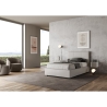 Lit double 140x190 similicuir blanc avec coffre tête de lit Mika Remises