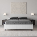 Lit double français avec rangement 140x190 en bois blanc Nuamo Promotion