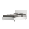 Lit double français 140x190 tête de lit droite bois blanc Demas Vente