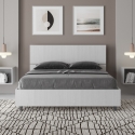 Lit double français 140x190 tête de lit droite bois blanc Demas Promotion