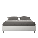 Lit double rembourré en simili cuir blanc 160x190 Azelia Vente