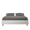 Lit double rembourré en simili cuir blanc 160x190 Azelia Vente