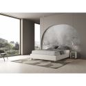 Lit double rembourré en simili cuir blanc 160x190 Azelia Offre