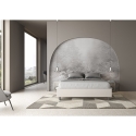 Lit double rembourré en simili cuir blanc 160x190 Azelia Remises