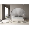 Lit double rembourré en simili cuir blanc 160x190 Azelia Remises