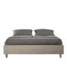 Lit double avec rangement 160x190 en tissu beige Azelia Vente