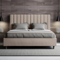 Lit double avec sommier coffre rembourré 160x210 Agueda Promotion