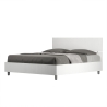 Lit double 160x190 design moderne blanc avec sommier et tête de lit Demas Vente