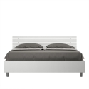 Lit double moderne 160x190 blanc avec sommier tête droite Ankel Vente