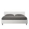 Lit double moderne 160x190 blanc avec sommier tête droite Ankel Vente