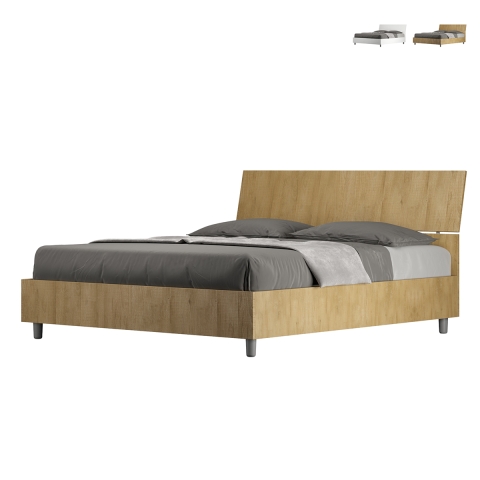 Lit double 160x190cm sans sommier avec tête de lit inclinée Demas Promotion
