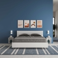 Lit double 160x190cm en bois blanc avec sommier et tête de lit Ankel Promotion