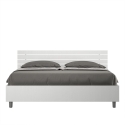 Lit double 160x190cm en bois blanc avec sommier et tête de lit Ankel Vente