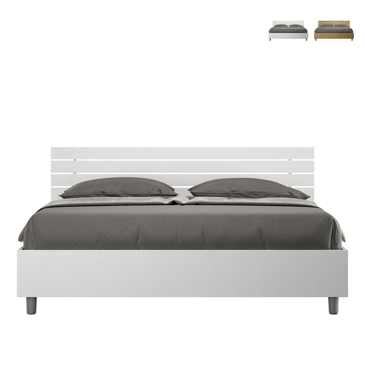 Lit matrimonial 160x200cm avec sommier coffre tête de lit inclinée Ankel