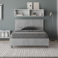 Lit une place et demie avec rangement 120x200 cm tête de lit inclinée Demas Promotion
