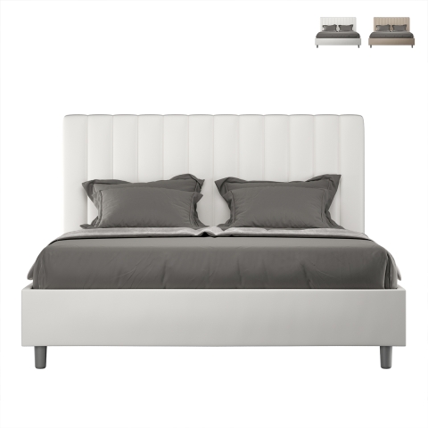 Lit double 160x200 sans sommier avec tête de lit en similicuir Agueda Promotion
