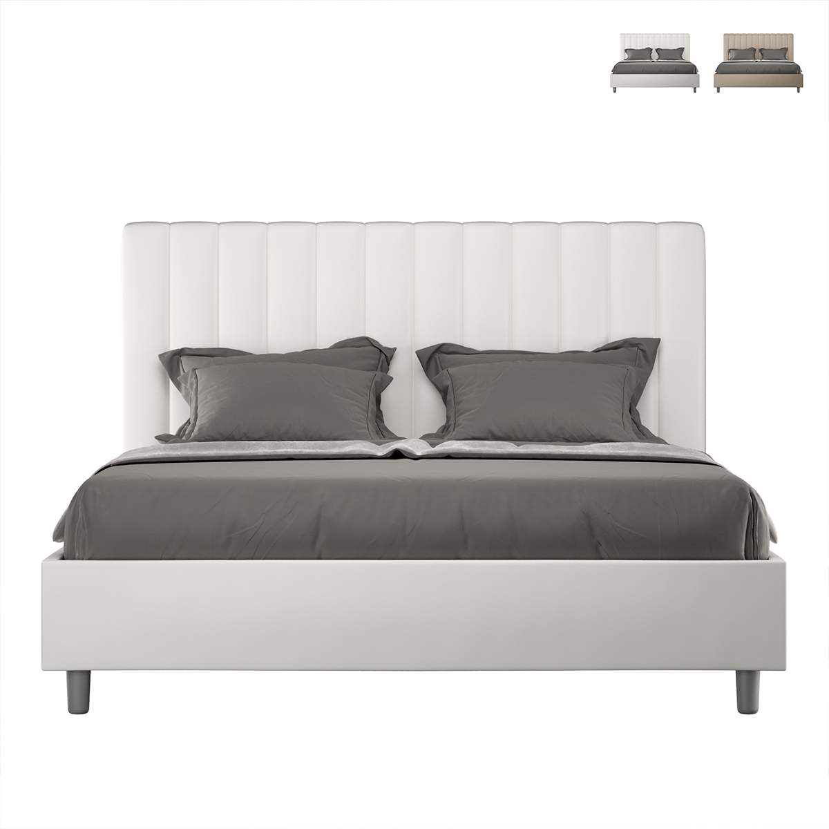 Lit double 160x200 sans sommier avec tête de lit en similicuir Agueda Promotion